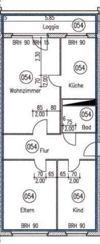 Grundriss WE 054 3 Zimmer