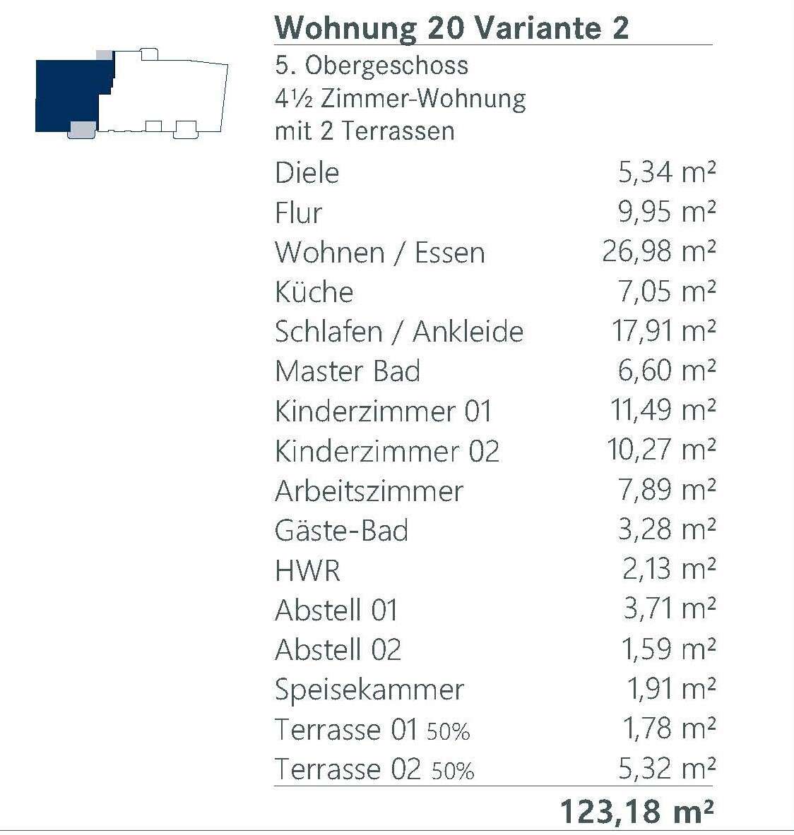 Flächenübersicht WE 20 Variante 2