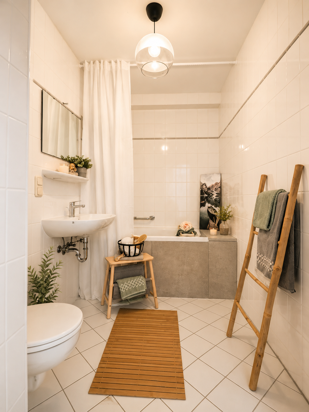 Gemütliches Badezimmer mit Wanne