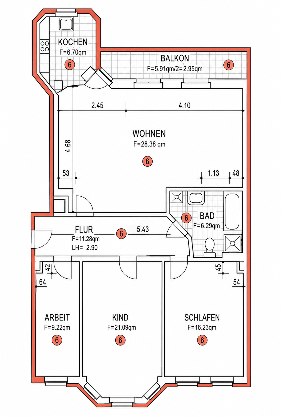 Grundriss WE 6