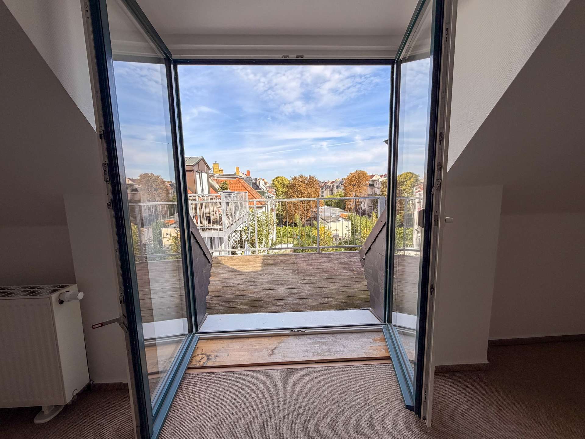 Schlafzimmer mit Dachterrasse