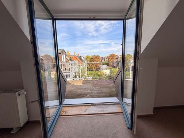 Schlafzimmer mit Dachterrasse