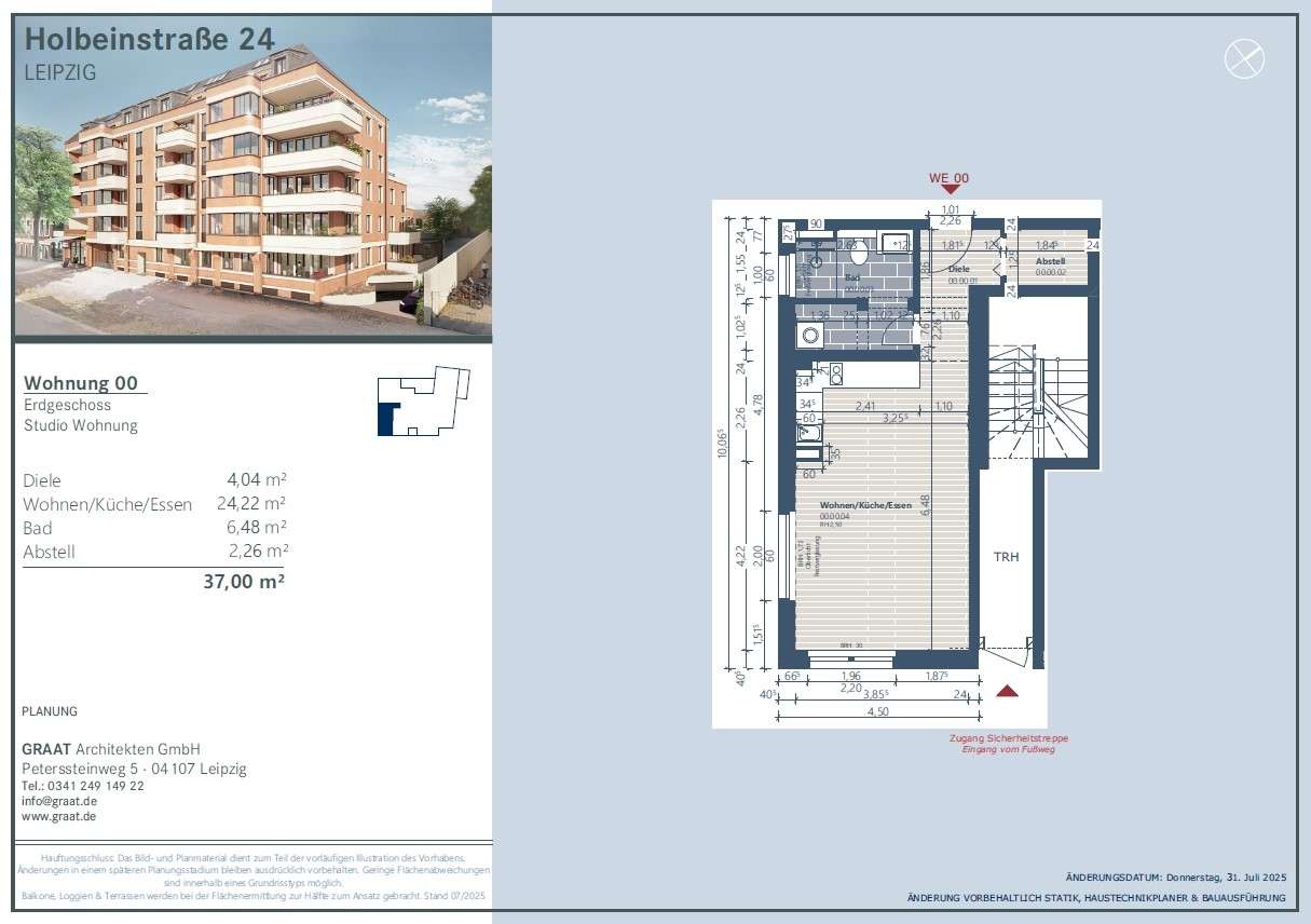 WE 38 bemaßter Grundriss