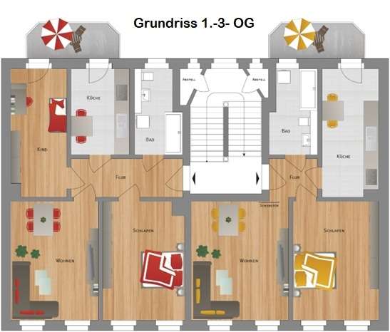 Grundriss 1.-3.OG