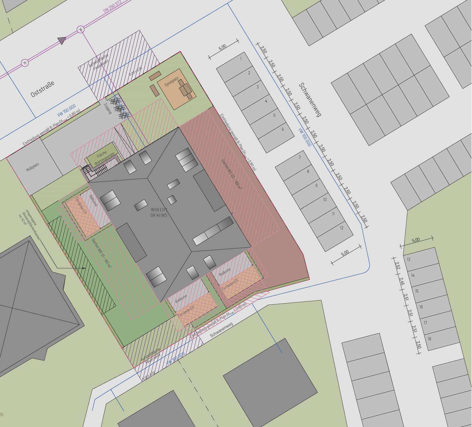 Lageplan Gartenanteile WE 01, WE 02
