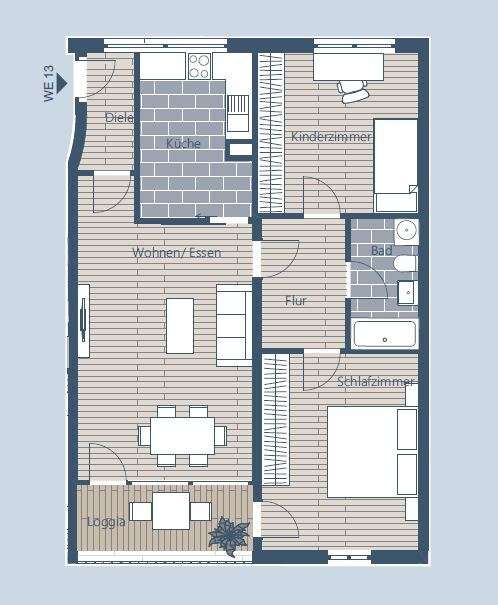 Grundriss WE 13, Leipzig (Lindenau)