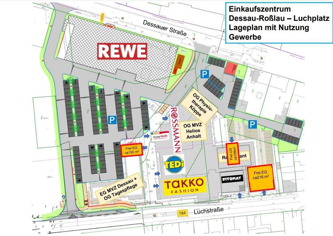 Lageplan Einkaufszentrum, Dessau-Roßlau , Luchplatz 2